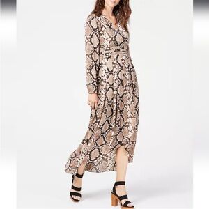 INC International Concepts Snakeskin Long Sleeve Dress
